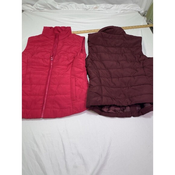 Lot Of 2 Aeropostale Puffer Vest Quilted Women's Size XS Pink And Purple Full So - Picture 2 of 16